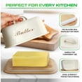 thumbnail image 2 of Plexon Farmhouse Butter Dish with Lid Bamboo, Metal Butter Dish, Butter Tub Holder, Airtight Container Keeper with Wood Cover for Refrigerator, Covered, Off-White, 2 of 9