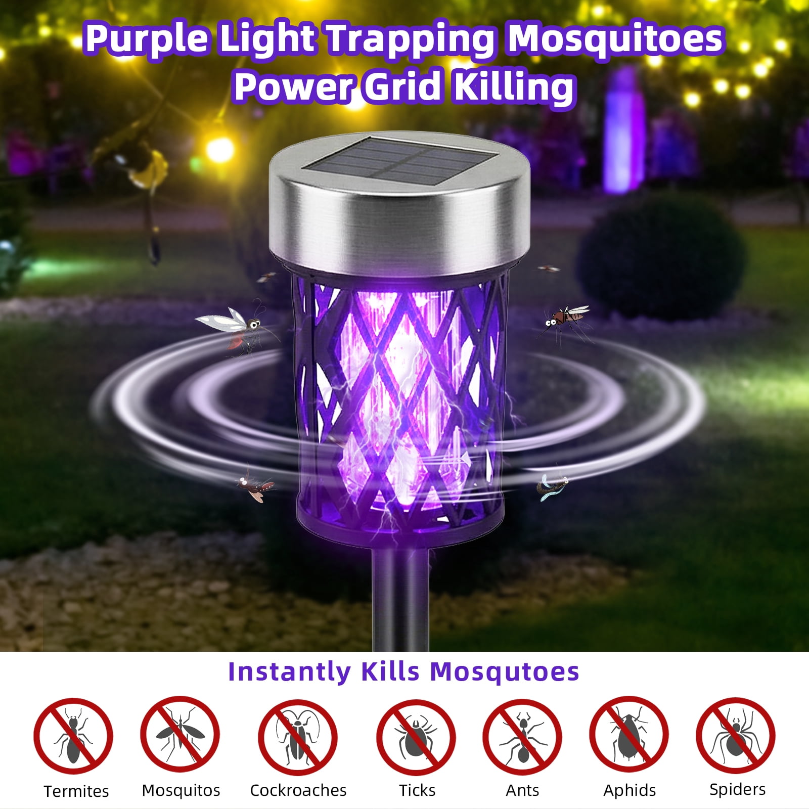 G · PEH Solar Mosquito Zapper, 4 Packs Outdoor Mosquito Repellent Mosquito Trap Waterproof Bug Zapper for Outside Solar Fly Zapper for Garden