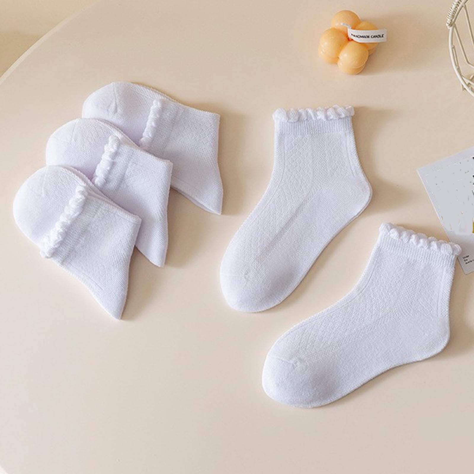 10 Pairs Kids Baby Girls Cotton Socks Ruffle Dress Thin Breathable Crew Socks Toddler Ankle Socks 3-14Years