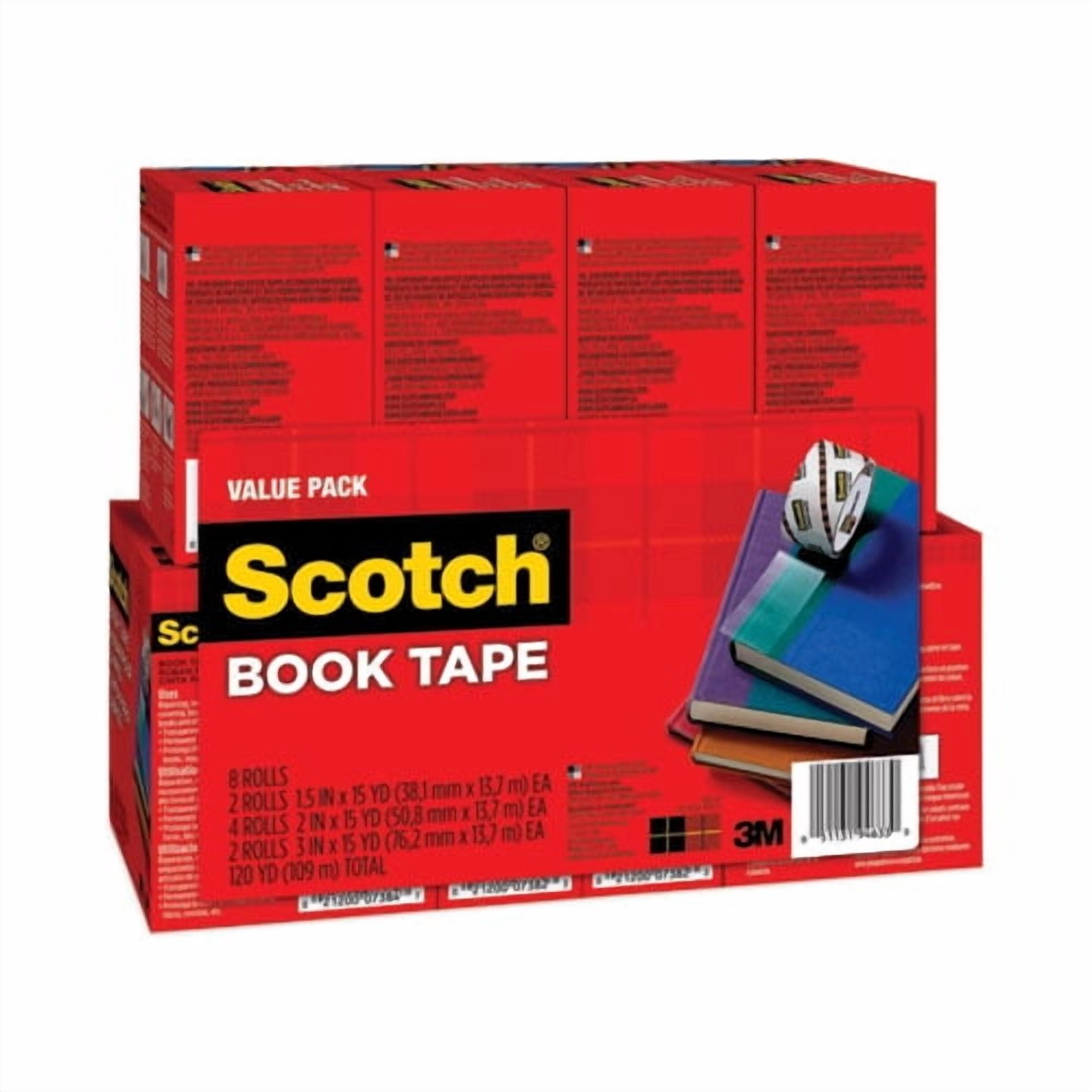 Book Tape Value Pack, 3" Core, (2) 1.5" X 15 Yds, (4) 2" X 15 Yds, (2) 3" X 15 Yds, Clear, 8/pack | Bundle of 2