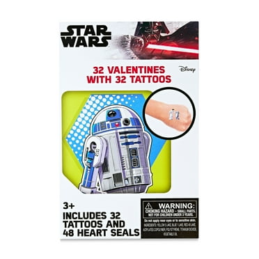 Classic Star Wars Valentine Exchange Cards with Bonus Tattoos, Temporary, Multi-Color, 32 Count