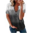 thumbnail image 1 of Moda Mujer Casual Cremallera Manga corta Cuello en V Impreso Señoras Tops Blusa Pompotops hkajfhjk464394, 1 of 4