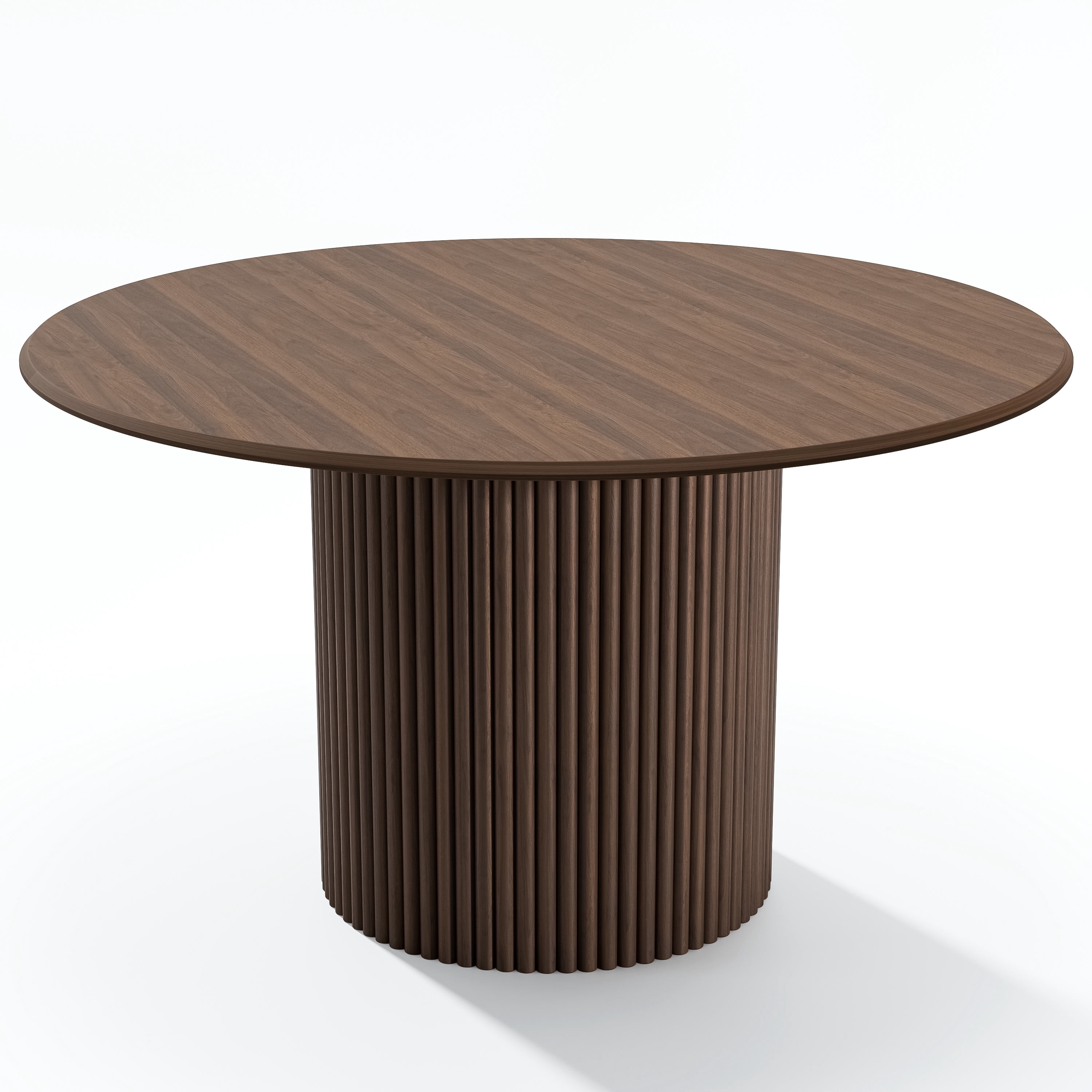 MAYEERTY 52" Round Wood Dining Table for 4-6 People, Modern Kitchen Table with Heavy Duty Wood Base, Walnut