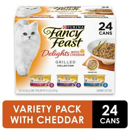 Fancy Feast Gravy Wet Cat Food Variety Pack, Delights With Cheddar Grilled Collection - (24) 3 oz.