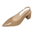 thumbnail image 2 of Samdudou Pumps for Women Closed Toe Pointed Front Slingback Heels Sleek Glossy Finish Minimalist Classic Chunky Block Heel Dress Shoes for Evening Party Office Work Attire, 2 of 8