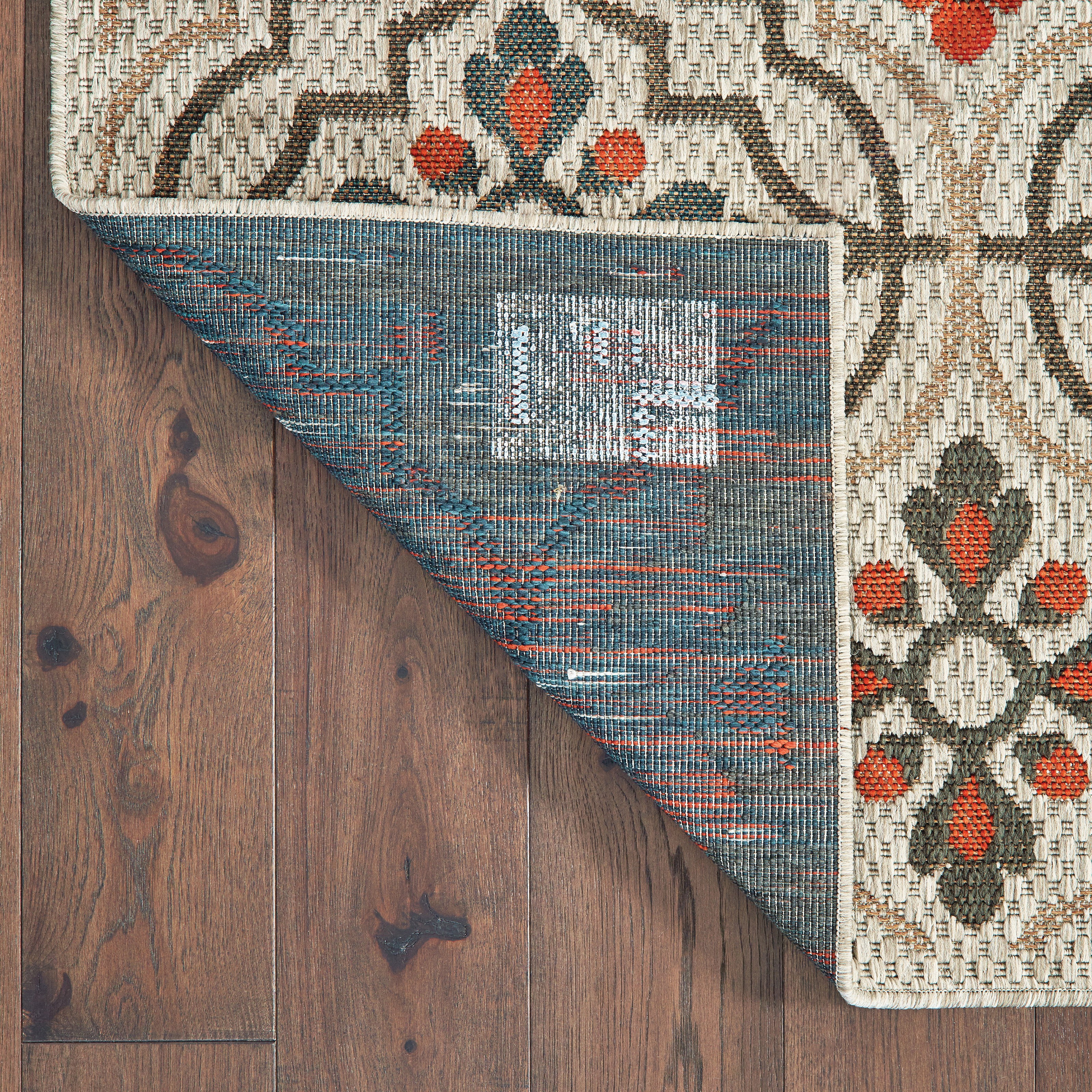 Avalon Home Lakeland Trellis Indoor/Outdoor Rug, 1'10" X 7'6" Runner, Grey/ Orange