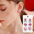 thumbnail image 2 of Deeceymbur Earrings Wooden Studs Valentine Day Gift Set for Women 6 Piece Heart Rose Teddy Bear Dainty Jewelry Gift Idea, 2 of 6