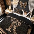 thumbnail image 2 of meiyoeat Bowknot Letter R Bedding for Kids Girls, Cheetah Print Diamond Duvet Cover Full, Brown Black, Black Reversible, 3 Pieces, 1 Duvet Cover and 2 Pillowcases, 2 of 6