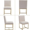 thumbnail image 5 of Dayalane Mid Century Modern Dining Chairs Set of 2, Beige Linen Upholstered Kitchen & Dining Room Chairs with Gold Metal Frame, Armless Side Chairs for Living Room, 5 of 6