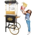thumbnail image 2 of 16oz Commercial Popcorn Machine with Cart, 850W Large Vintage Pop Corn Machine with Warming Deck, Large Movie Theater Popcorn Maker with Stainless-Steel Kettle for Home & Party Use (Black), 2 of 9