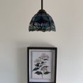 thumbnail image 6 of Tiffany Mini Hanging Lights Plug In Blue Purple Stained Glass Tulips LED Bulb 8”W*8”D*60”H, 6 of 7