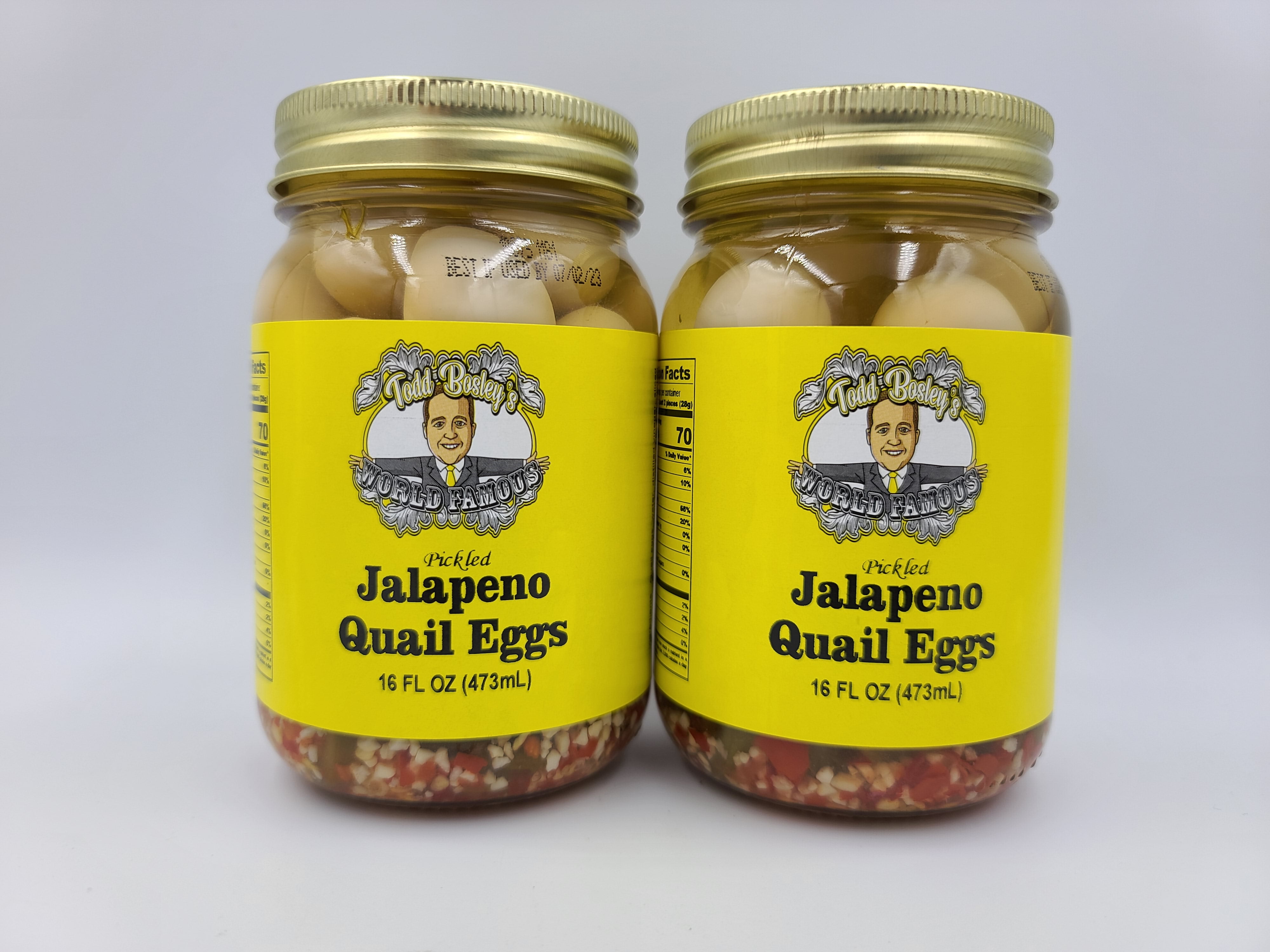 2 Pack Of Todd Bosley's World Famous Pickled Jalapeno Quail Eggs