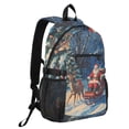 thumbnail image 2 of JIALIOU 14" Laptop Backpack Waterproof Airline Approved Stylish Casual Daypack for Travel Business College Work, Reindeer Pull Christmas Sleigh, 2 of 8