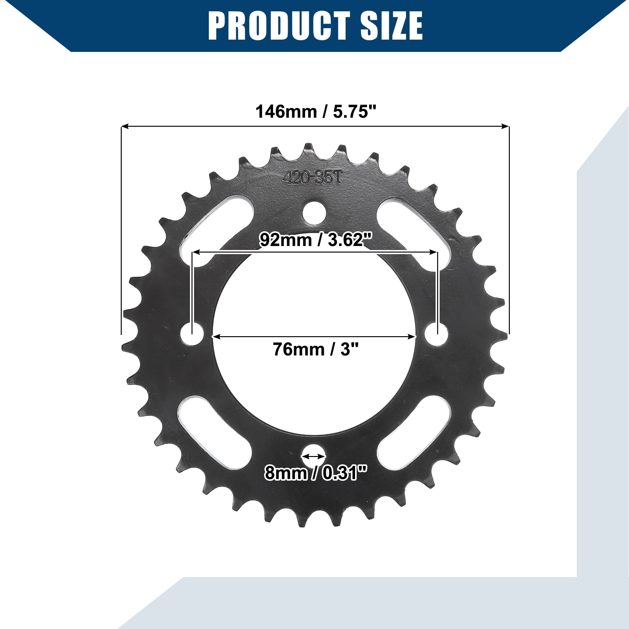 Unique Bargains Motorcycle Chain Sprocket for Dirt Bikes and ATVs Black 35 Teeth