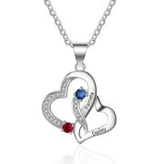 Mementos Jewelry Sterling Silver Personalized Heart Family Necklace for Women with Birthstone Name