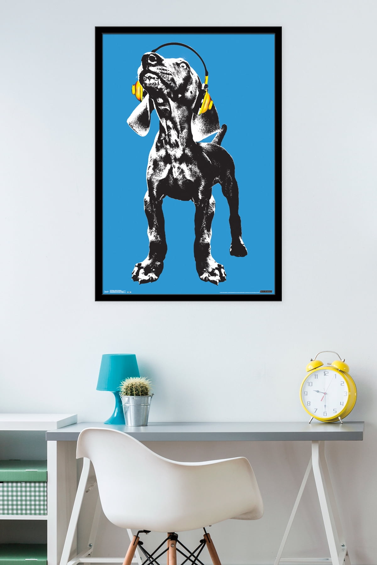 Keith Kimberlin - Puppy - Modern Weimaraner Pop Art Wall Poster, 22.375" x 34", Framed