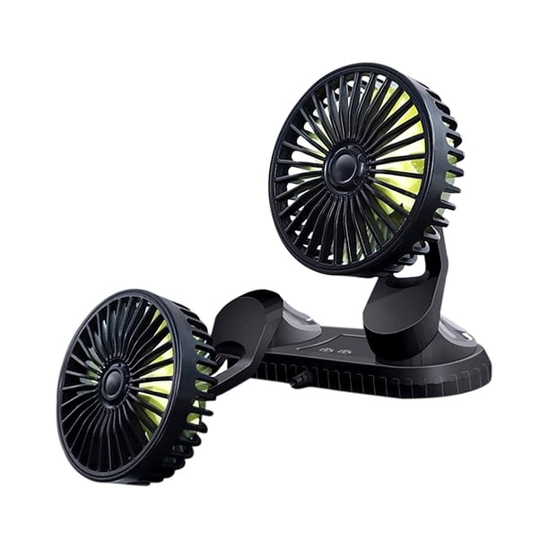 Kenally Ventilador de 3 velocidades para coche, dispositivo de refrigeración portátil para vehículos de viaje de verano Kits de molduras para tableros de automóviles F404 Cabeza doble Kenally VI015464-01B