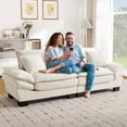 thumbnail image 4 of Muumblus 80"L Corduroy Loveseat, Upholstered Sleeper Sofa for Living Room, 2-Seater Plush Deep Seat Sofa, Beige, 4 of 8
