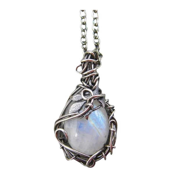 Collar personalizado para mujer con piedra lunar, collar con colgante conmemorativo, joya, regalo