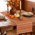 thumbnail image 6 of Red Orange Stripe Table Runner - 72 Inch Long Farmhouse Modern Minimalist Geometric Cotton and Linen Blended Dress Scarves Farmhouse Table Runner for Kitchen Dining, Coffee Table, 13" x 72", 6 of 8