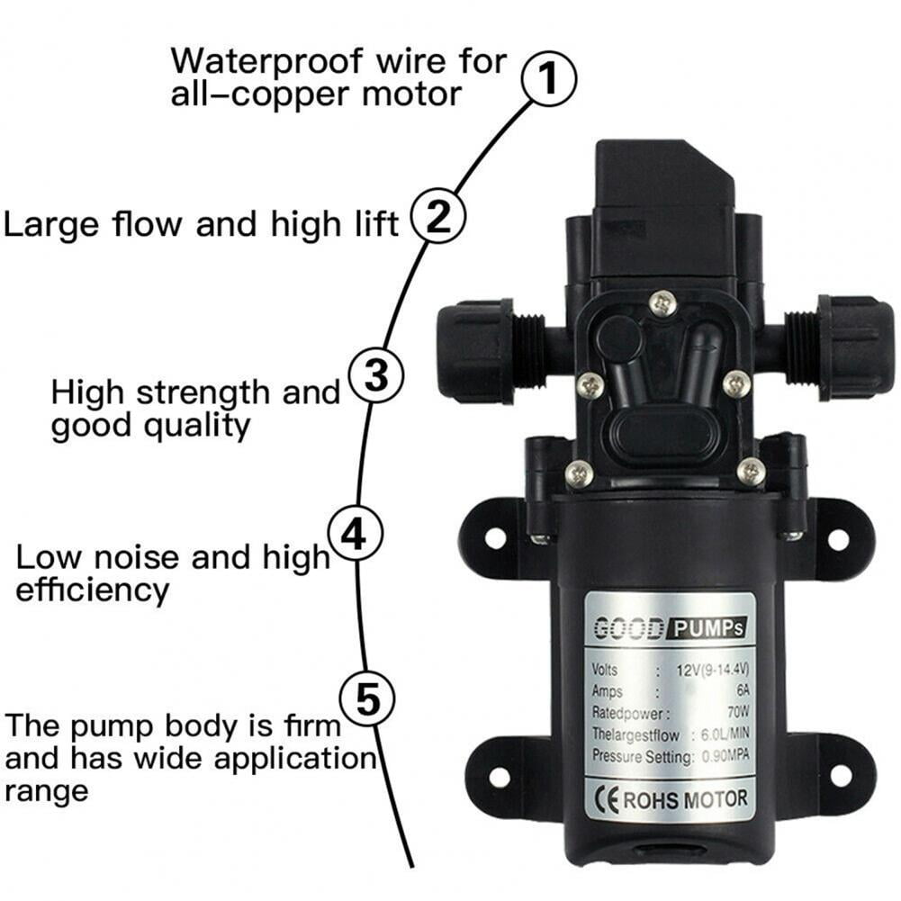 12V Automatic Fresh Water Pressure Diaphragm Pump 5GPM 130PSI for Boat/Marine/RV