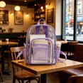 thumbnail image 7 of Backpack Clear PVC Stadium Approved Transparent See Through Book Bag Lightweight Waterproof 10.2in Sports Concert Travel Daypack by MPOISVA, 7 of 7