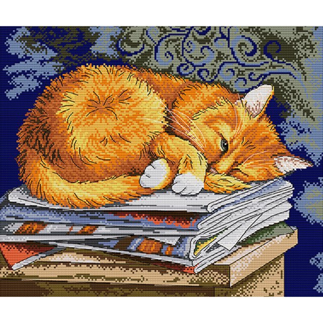 Kits de bordado completo Animal 14CT Costura estampada Decoraciones para el hogar 43x36cm Hugtrwg Para estrenar