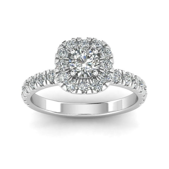 1.5 Carat TW Lab Grown Women's Diamond Halo Engagement Ring in 10k White Gold