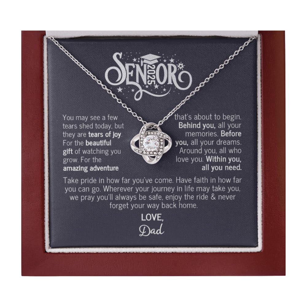 Senior Graduation 2025 - Inspirational Necklaces For Women, High School, College Graduation Her, Daughter From Mom Or Dad Granddaughter Necklace From Grandma Beautiful #1440, White Love Knot Necklace