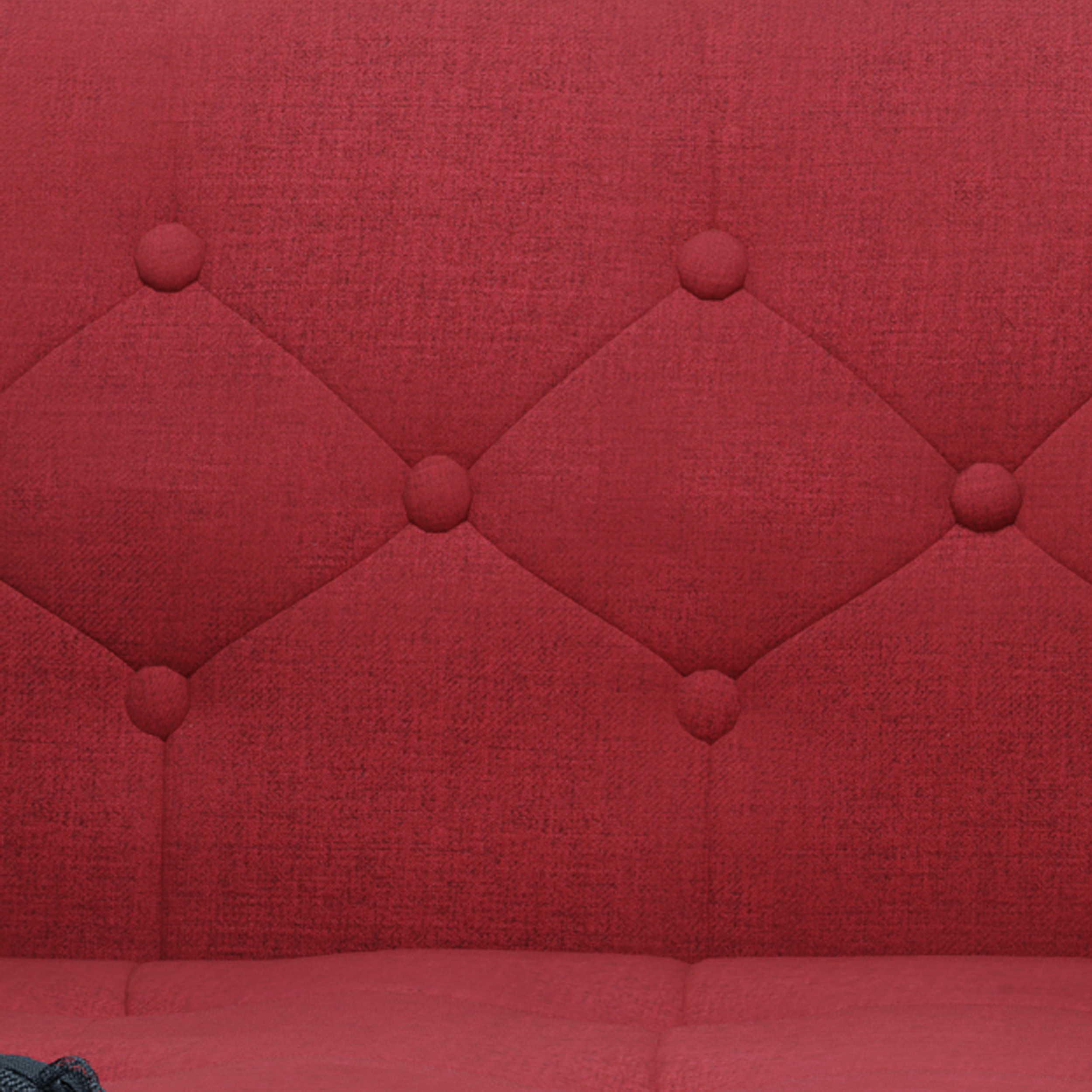 Noble House Nathanial Tufted Fabric Sofa, Red, Dark Walnut - image 4 of 7