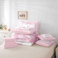 thumbnail image 6 of jejeloiu Pink Bowknot 7-Piece Twin Bedding Sets,Letter A Monogrammed Bedding Comforter Set For Girls Kids Reversible, 6 of 8