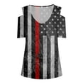 thumbnail image 4 of ZZwxWA Womens Short Sleeve Cold Shoulder V Neck Tops American Flag Printing Oversize Cut Out Blouse Tunic Loose Fit Casual T-Shirt Black Small, 4 of 5