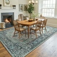 thumbnail image 3 of NewBuros 8'x10' Washable Area Rug for Living Room, Non Slip Vintage Distress Print Pattern Floral Rug, Soft Low Pile Indoor Carpet for Bedroom Dining Room, Teal Colorful, 3 of 11