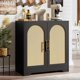 thumbnail image 3 of Yeshouse Aparador de ratán de 76 cm con 4 puertas y almacenamiento moderno | Consola decorativa y barra de café para sala, comedor y entrada, 3 of 7