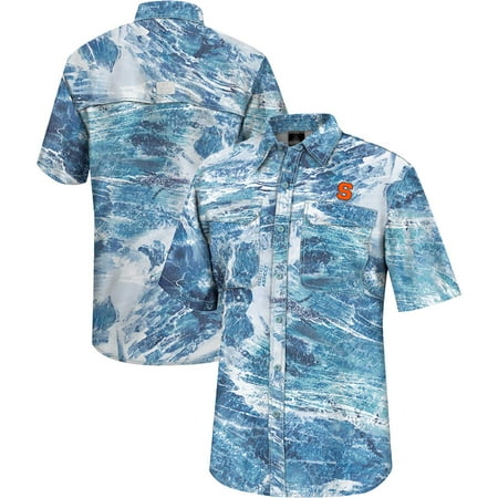 Men s Colosseum Blue Syracuse Orange Realtree Aspect Charter Full-Button Fishing Shirt