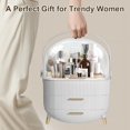 thumbnail image 3 of Makeup Organizer for Vanity, Make up Organizers and Storage, Cosmetics Skincare Organizers with Lid and Drawers, Cosmetic Display Cases for Countertop, Bathroom, Dresser, Ideal Gifts for Women(White), 3 of 10