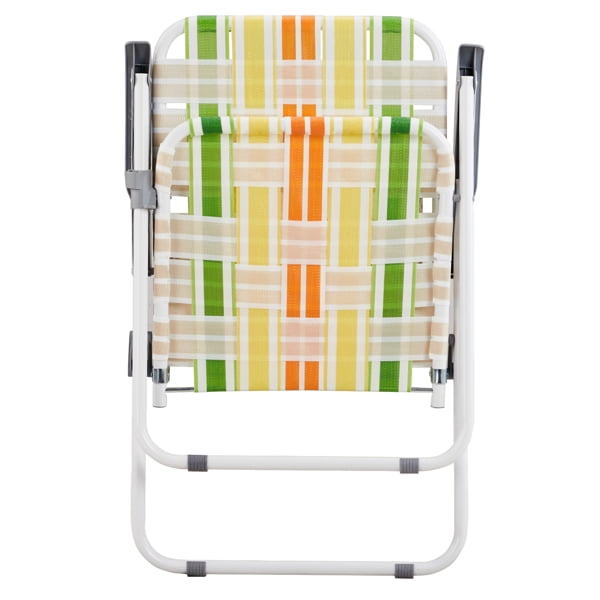 Alvantor 2 Pack Folding Beach Chair with Webbed Seat Steel Frame Armrests Yellow Green