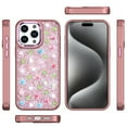 thumbnail image 4 of For Samsung Galaxy A06 Floral Design Embedded Glass Diamond Fancy Fashion Glitter Bling Sparkly Hybrid Rugged TPU Bumper Cover, XPM Phone Case [Rose Gold], 4 of 9