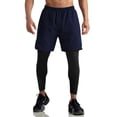 thumbnail image 3 of Deago Men's 2 in 1 Running Pants Compression Athletic Pants Workout Legging with Zipper Pockets (Navy, S), 3 of 10