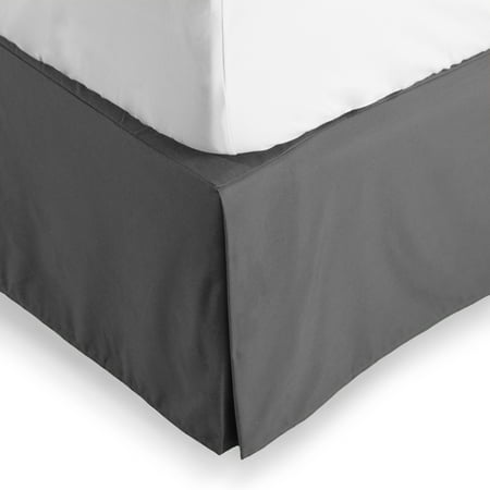 Bare Home Bed Skirt Double Brushed Premium Microfiber, 15-Inch Tailored Drop Pleated Dust Ruffle, 1800 Ultra-Soft, Shrink and Fade Resistant (Queen, Gray)