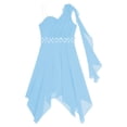 thumbnail image 7 of renvena Girls Kids One Shoulder Flower Dress Pleated Chiffon Wedding Bridesmaid Pageant Prom Ball Gown Light Blue 12, 7 of 7
