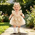 thumbnail image 2 of RMGVDSD Baby Girl Romper Tutu Dress Ruffle Sleeveless Backless Bowknot Bodysuits Cute Tulle Dress Headband Summer Outfit 3-6 Months, 2 of 8
