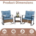 thumbnail image 5 of Villeston 3-Piece Outdoor Rocking Chair Wicker Furniture Set with Padded Cushions and Table for Courtyards,Blue, 5 of 7