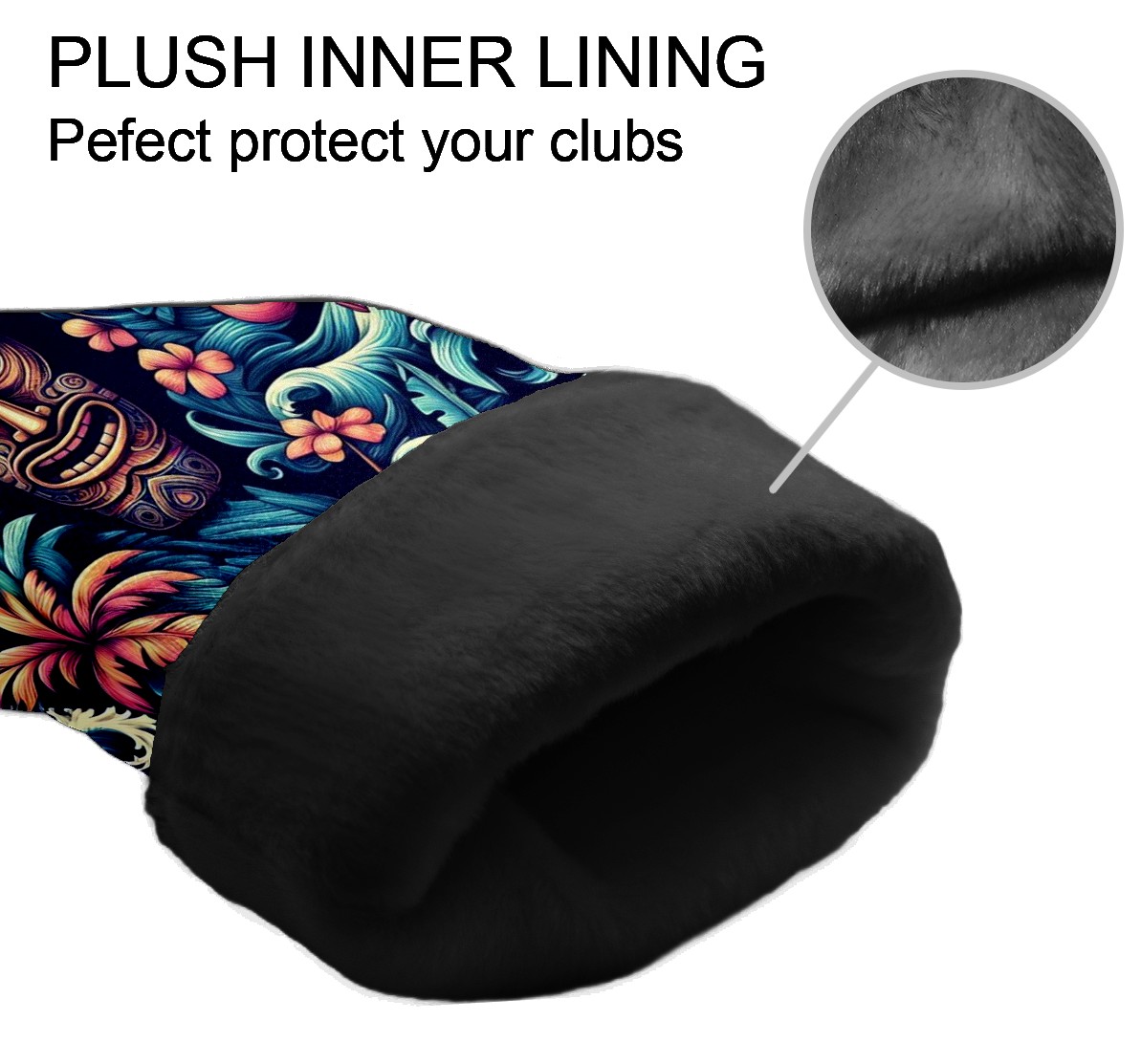 Golf Club Covers, Blue Tiki Flamingos Premium PU Leather Driver Hybrid Putter Head Covers with Velvet Lining, Waterproof Golf Gifts for Men Women