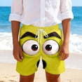 thumbnail image 2 of IWRICH Kids Boys Board Shorts Funny Face Frinted Elastic Drawstring Waist Swim Trunk Summer Casual Beach Bathing Suit,Size 1-14 Years 07-Yellow 160, 2 of 4
