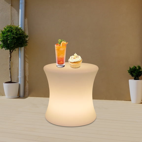 ChicHomey LED Drum Stool with Remote Control, Rechargeable 16 Color Changing RGB Stool, IP54 Waterproof,for Bar, Hotel, Patio, Ambient Lighting Seat