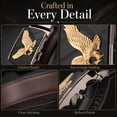 thumbnail image 6 of TRISJEM Men's Eagle Ratchet Belt with Automatic Buckle, 1.38" Composite Leather Dress Belt, Adjustable Cut-to-Fit Big and Tall Belt for Jeans and Pants, Black or Brown, Waist 33"-61", 6 of 8