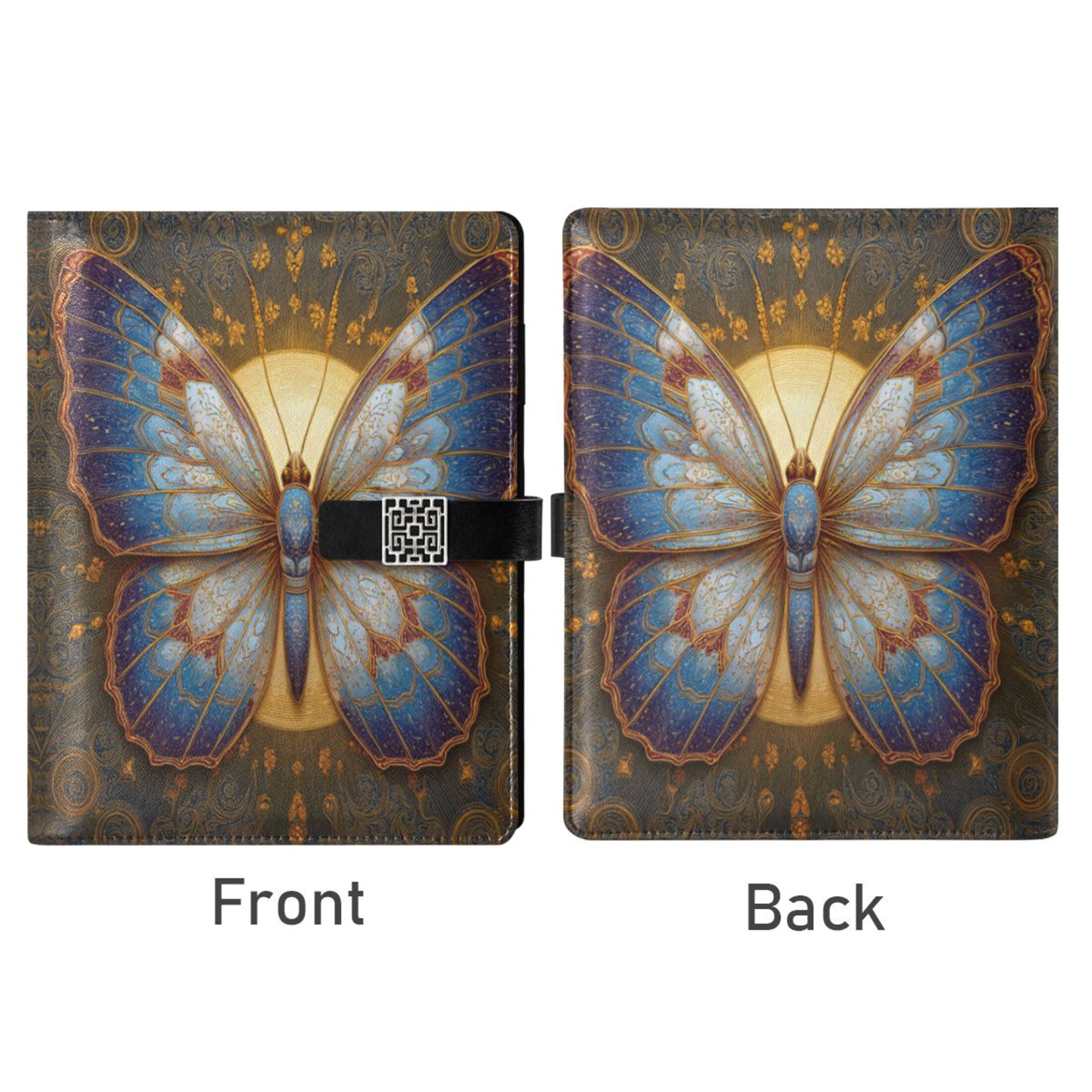 Leather Planner Leather Notebook Notebook Journal Binder Design Pen Pocket Design Convenient for Storage Bright Butterfly Sun