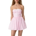 thumbnail image 2 of Michellecmm  Women's Corset Mini Dress Strapless Tie-up Front Tube Top Dress, 2 of 9