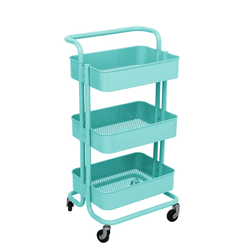 ALEKO Lightweight Carbon Steel 3Tier Rolling Utility Trolley Cart with